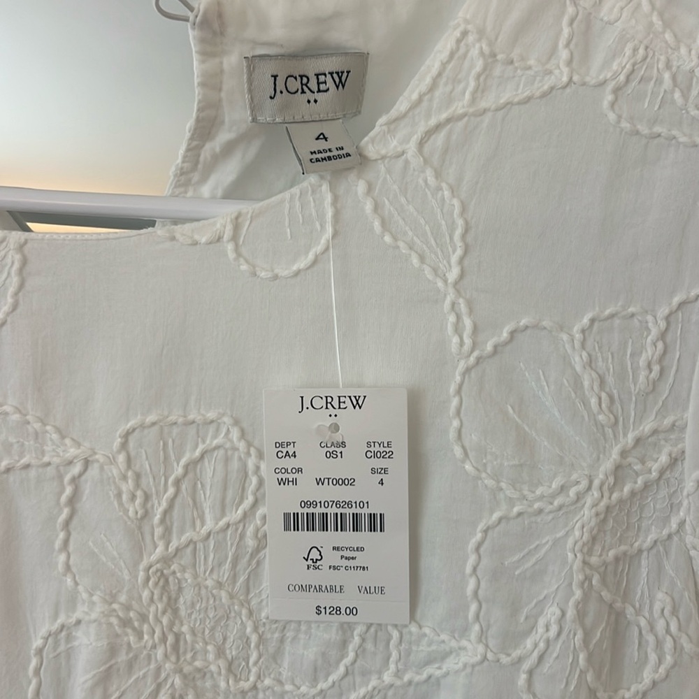 NWT J.Crew dress size 4 Eyelet puff-sleeve mini dress